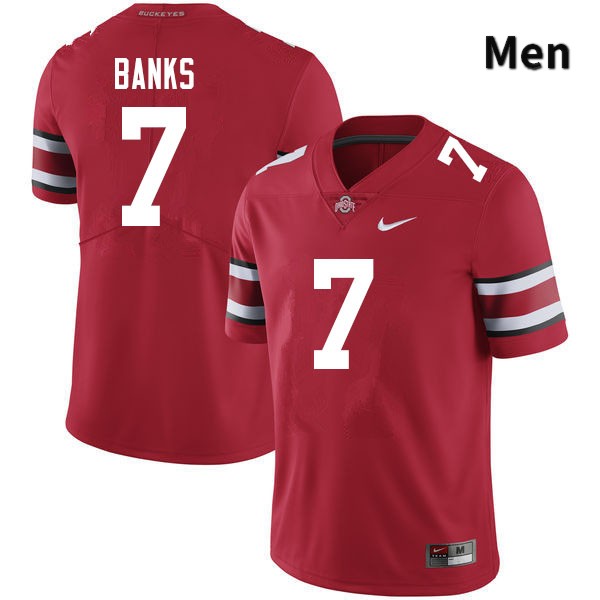 Ohio State Buckeyes Sevyn Banks Men's #7 Scarlet Authentic Stitched College Football Jersey